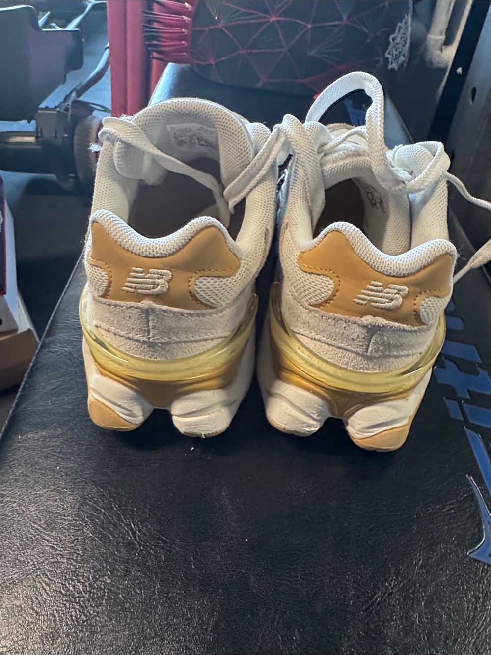 New Balance Women's Cream and Gold Chunky Lace-Up Sneakers - Picture 4 of 4